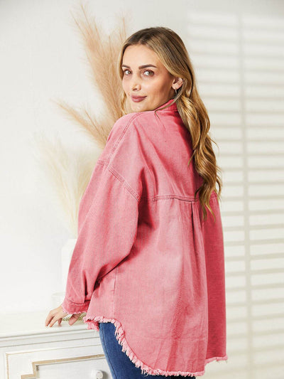 Distressed Raw Hem Denim Jacket - Byyde