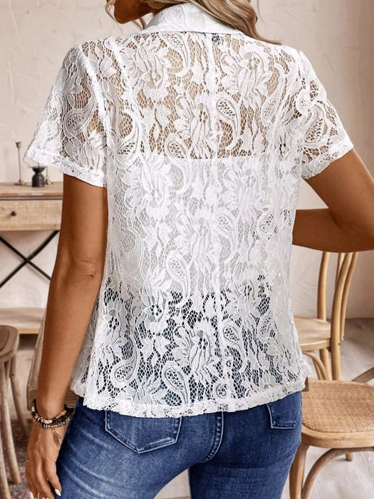 Lapel Collar Lace Blazer - Byyde