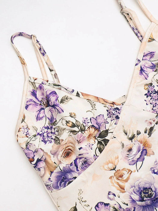 Floral Print Bodycon Maxi Dress with Spaghetti Straps - Byyde