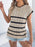 Cable-Knit Striped Round Neck Knit Top - Byyde