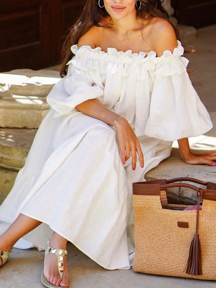 Side Slit Off-Shoulder Dress - Byyde