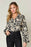 Double Take Full Size Printed Ruffle Trim Balloon Sleeve Shirt - Byyde