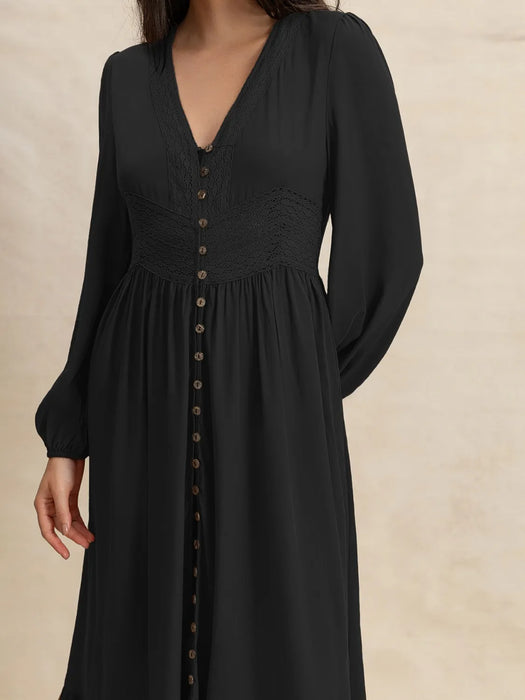 V-Neck Long Sleeve Dress - Byyde