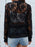 Sheer Lace Zip Up Long Sleeve Jacket - Byyde