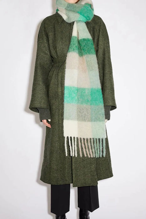 Thermal Fringe Contrast Plaid Scarf - Byyde