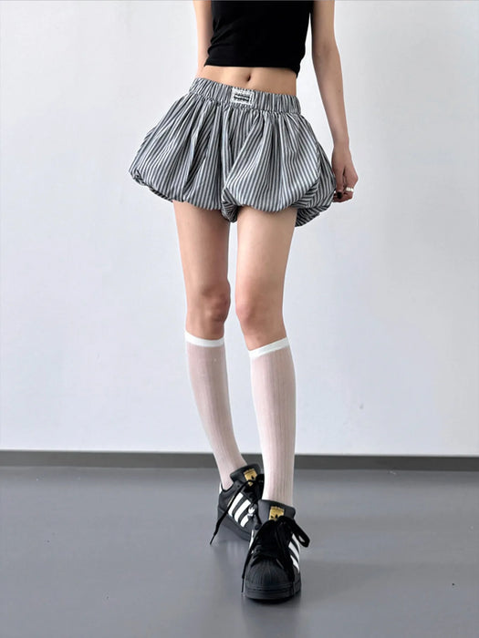Striped Bubble Hem Casual Shorts - Byyde