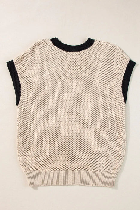 Textured Knit Sweater with Contrast Trim Details - Byyde