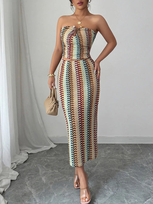 Printed Tube Top and Skirt Set - Byyde