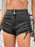 Ruched Side Drawstring Denim Shorts - Byyde