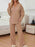Ribbed Knit Top and Pants Lounge Set with Button Detail - Byyde