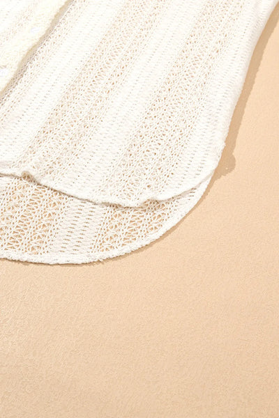 Lace Crochet Collared Neck Oversized Shirt - Byyde