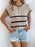 Cable-Knit Striped Round Neck Knit Top - Byyde
