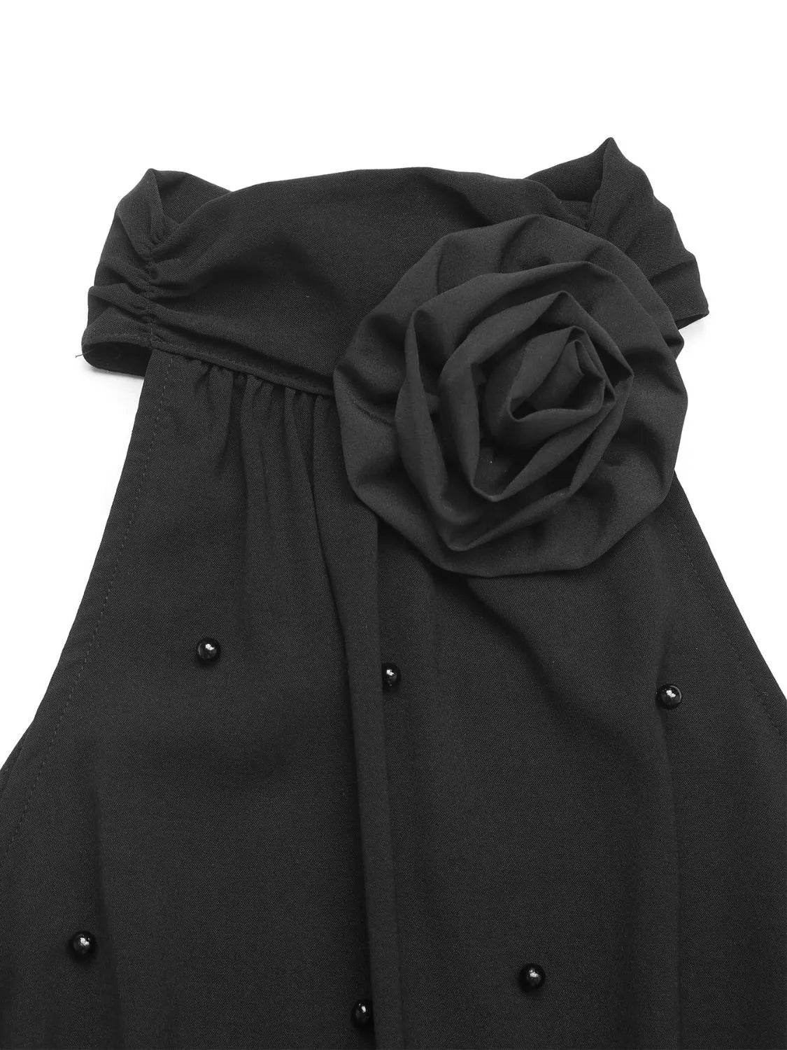 3D Flower Grecian Neck Bodysuit - Byyde