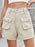 High Waist Cargo Denim Shorts with Multi Pockets - Byyde