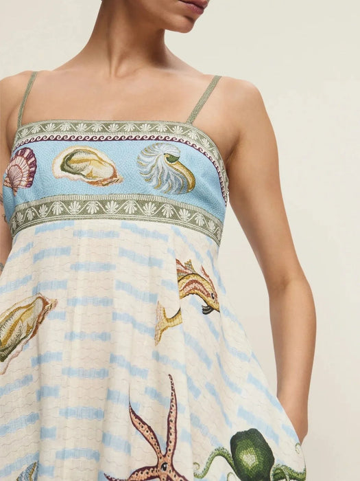 Printed Square Neck Maxi Cami Dress - Byyde