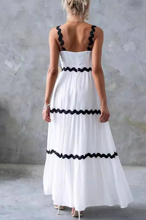Tiered Maxi Dress with Scalloped Trim - Byyde