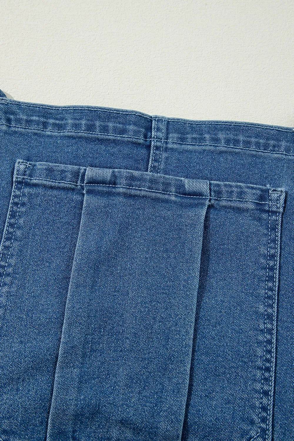 Adjustable Tie Straps Wide Leg Denim Overalls - Byyde