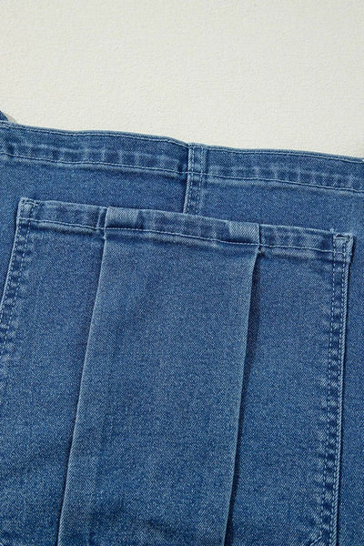 Adjustable Tie Straps Wide Leg Denim Overalls - Byyde