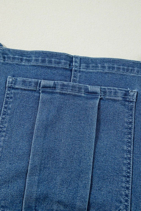 Adjustable Tie Straps Wide Leg Denim Overalls - Byyde