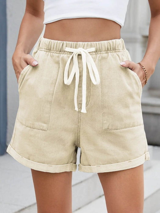 Drawstring Wash Denim Shorts - Byyde