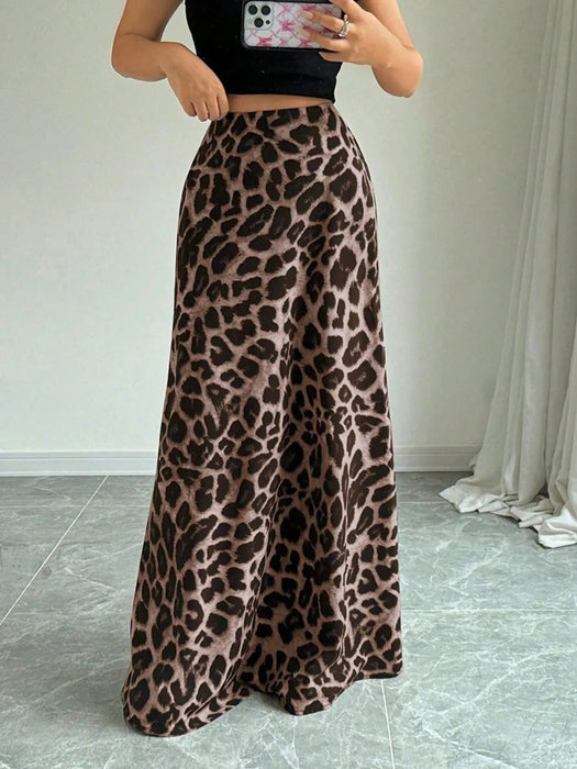Leopard Print High-Waisted Maxi Skirt - Byyde