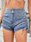 Ruched Side Drawstring Denim Shorts - Byyde