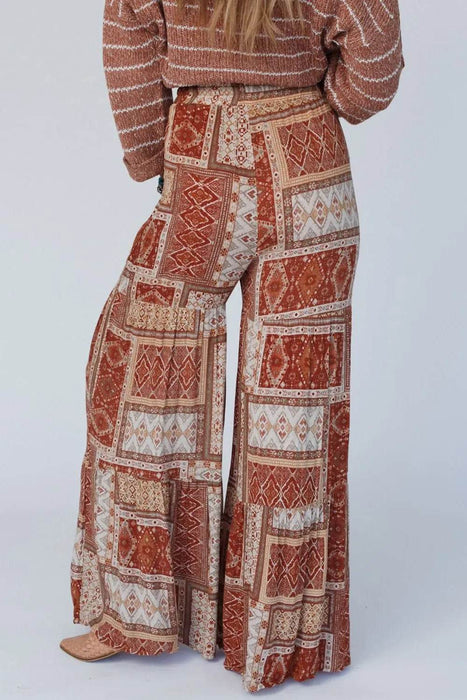 Geometric High Waist Wide Leg Pants - Byyde