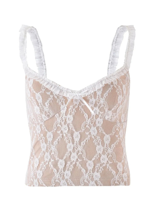 Lace Cami Top with Frill Straps - Byyde