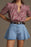Pleated Patchwork Panel Lightweight Denim Shorts - Byyde