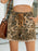 Raw Hem Drawstring Leopard Denim Shorts - Byyde