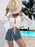 Openwork Drawstring V-Neck Long Sleeve Cover-Up - Byyde