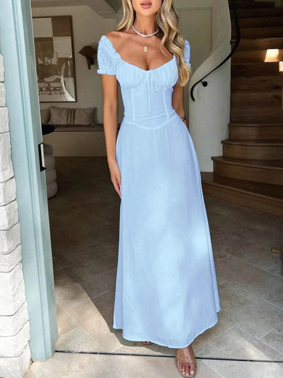Devine Sweetheart Neck Short Sleeve Maxi Dress - Byyde