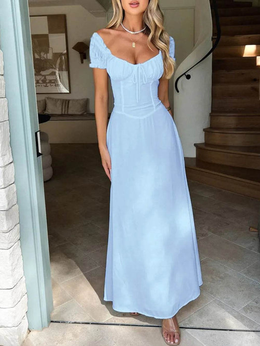 Devine Sweetheart Neck Short Sleeve Maxi Dress - Byyde