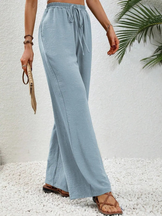 Wide Leg Drawstring Pants - Byyde