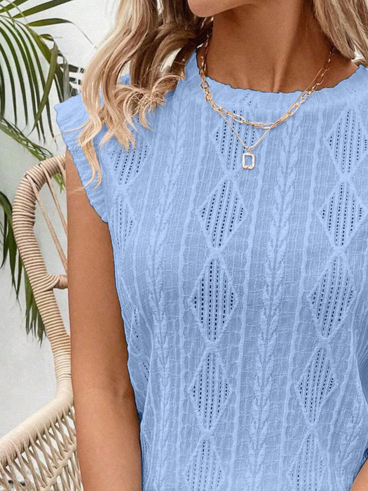 Openwork Round Neck Top - Byyde