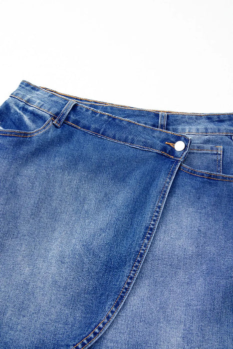 Wrapped Crossed Waist Denim Mini Skirt - Byyde