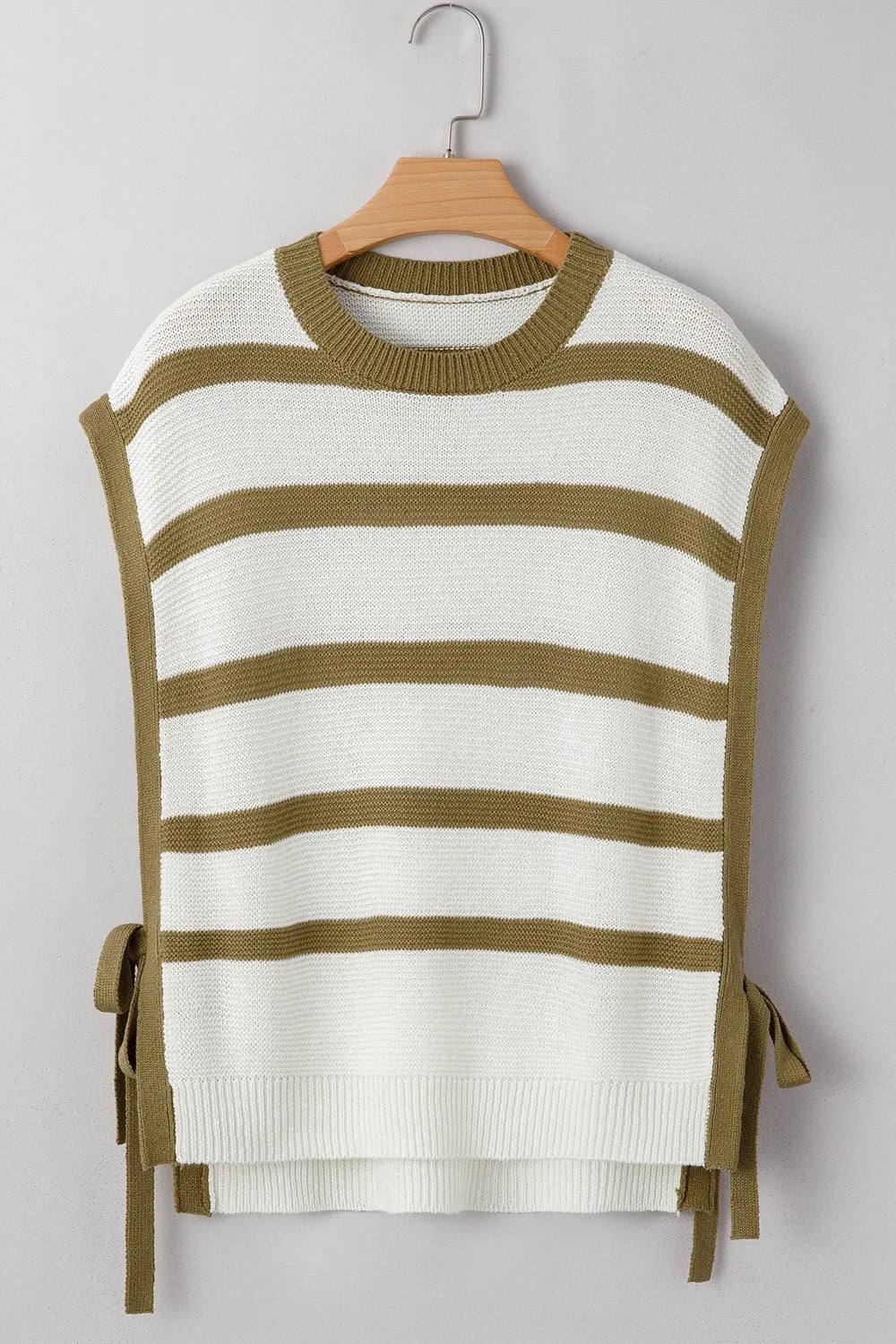 Stripe Tie Open Side Sweater Knitted Top - Byyde
