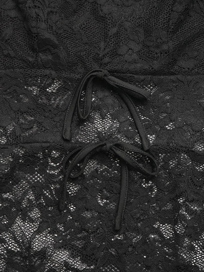 Lace Long Sleeve V-Neck Bodysuit - Byyde