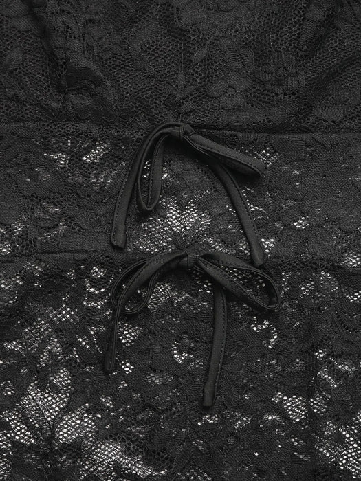 Lace Long Sleeve V-Neck Bodysuit - Byyde