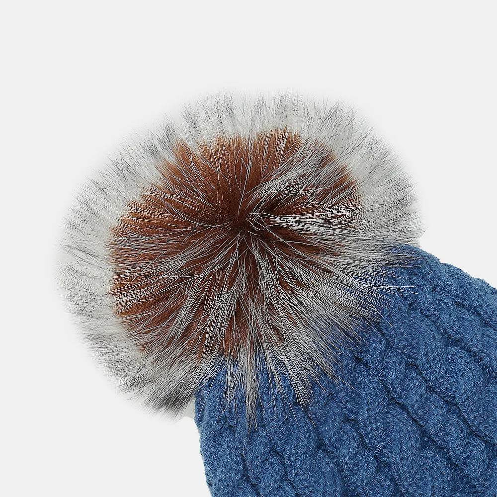 Cable Knit Winter Hat with Pompom - Byyde