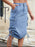 Drawstring Denim Skirt with Cargo Pockets - Byyde