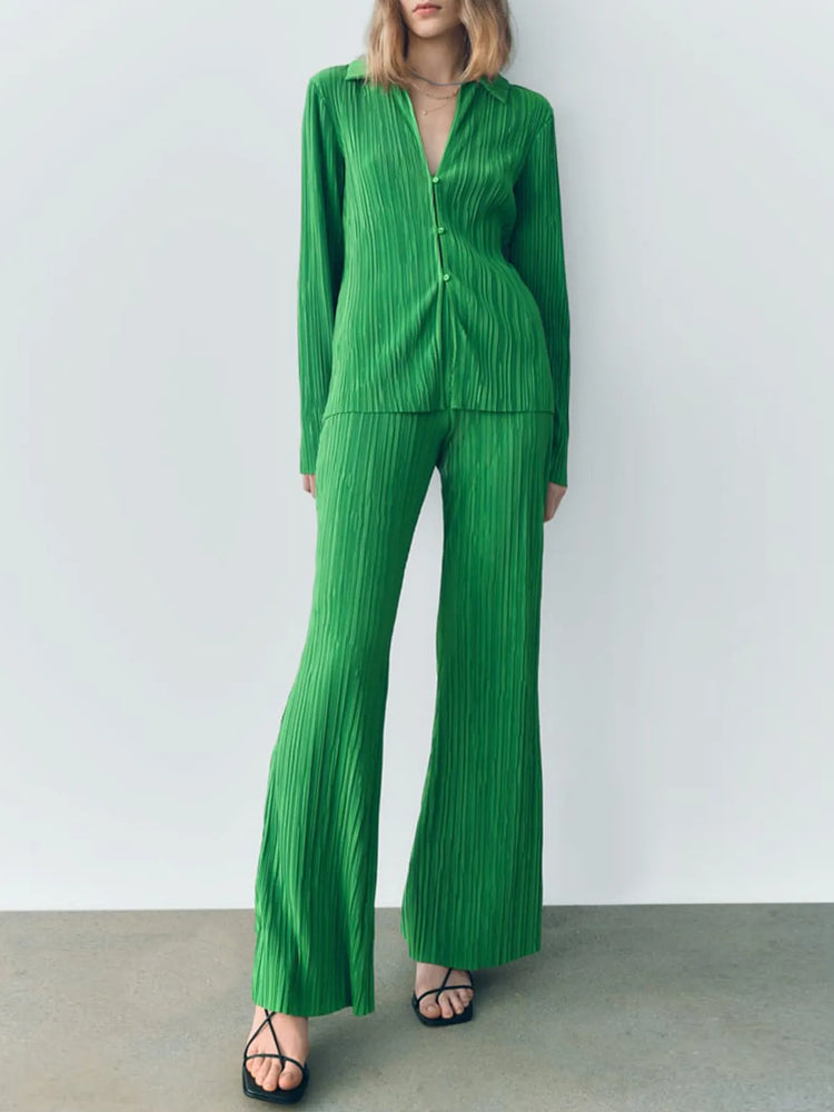 Texture Long Sleeve Top and Pants Lounge Set - Byyde