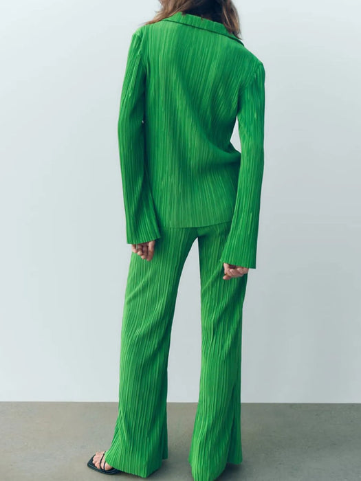 Texture Long Sleeve Top and Pants Lounge Set - Byyde