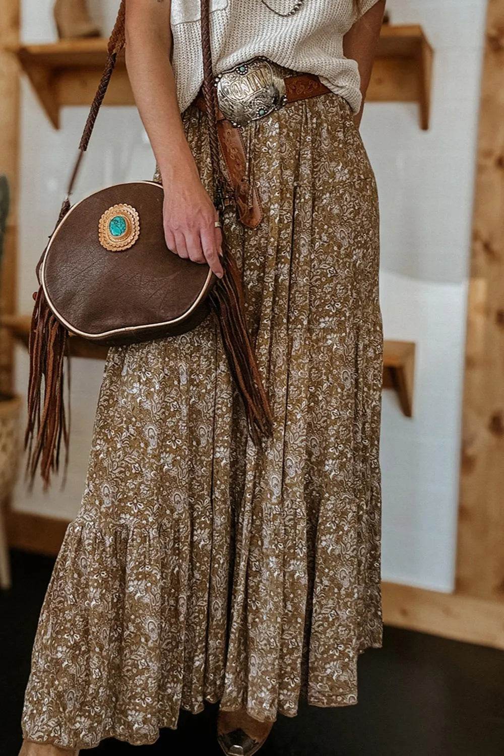 Floral Print Tiered Maxi Skirt - Byyde