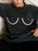 Rhinestone Round Neck Washed T-Shirt - Byyde