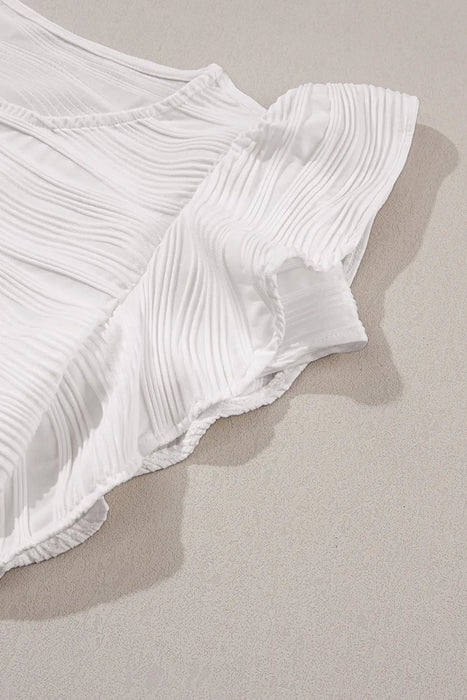 Ruffled Round Neck Textured Top - Byyde