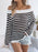 Openwork Striped Off-Shoulder Knit Top - Byyde