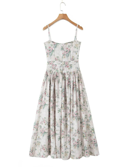 Floral Print Square Neck Maxi Cami Dress - Byyde