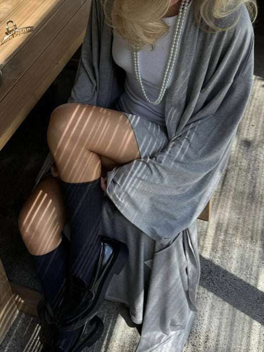 Cami Shorts and Open Front Cardigan Three Piece Set - Byyde