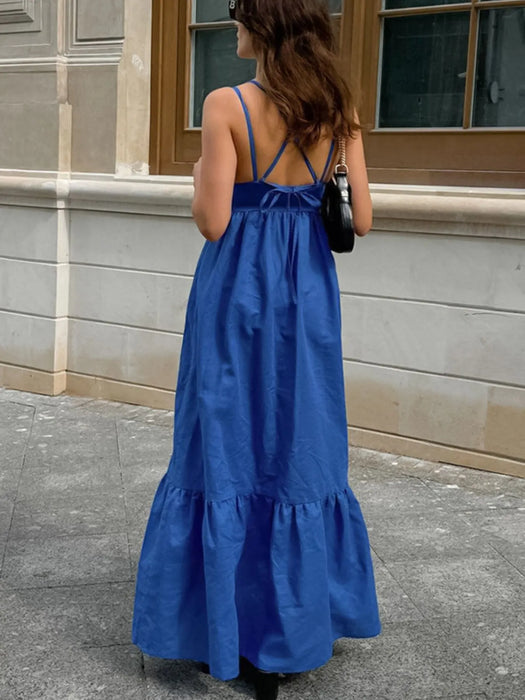 V-Neck Tiered Maxi Cami Dress - Byyde